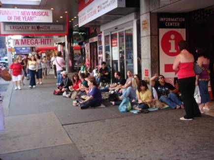 Waiting crowd in Times Square